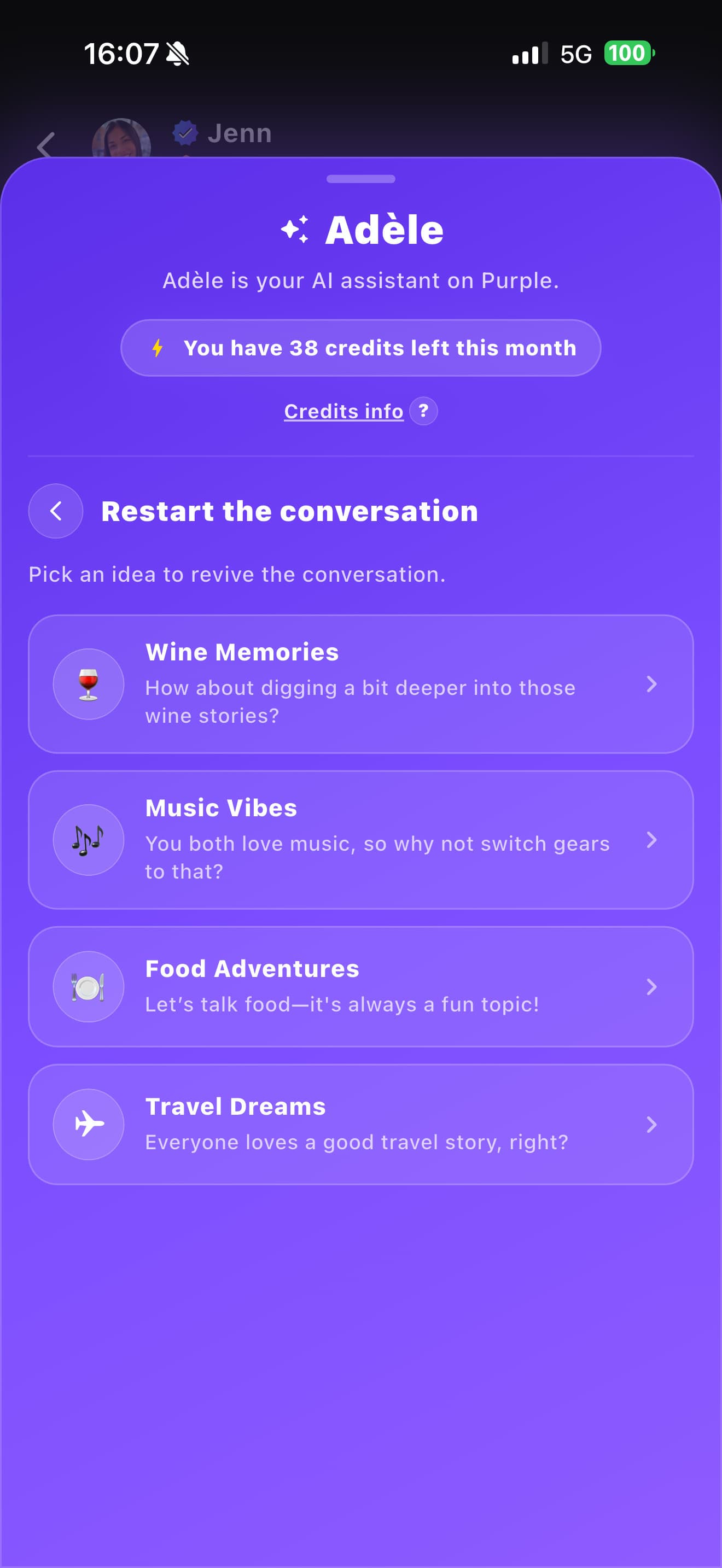 Reiniciar una conversación con Adèle