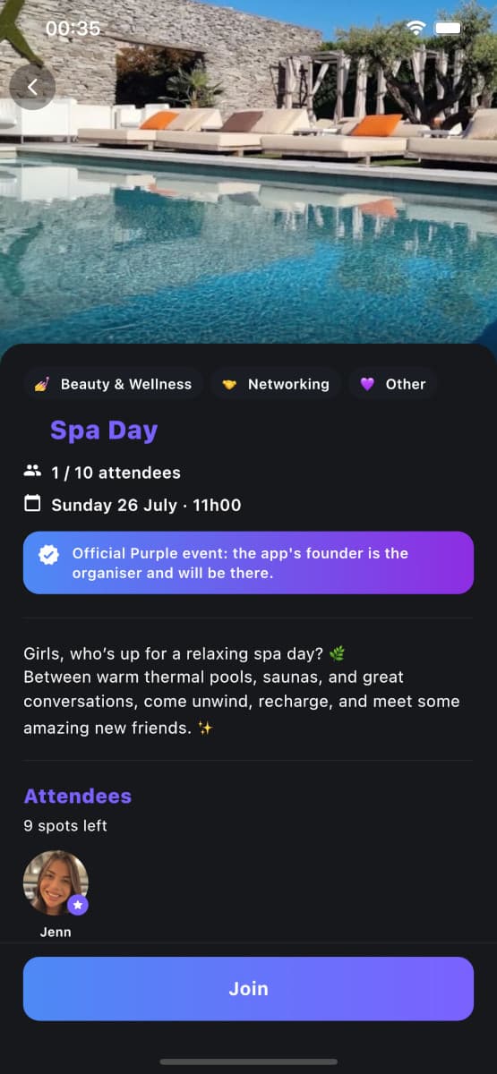 Group chat for a Purple event