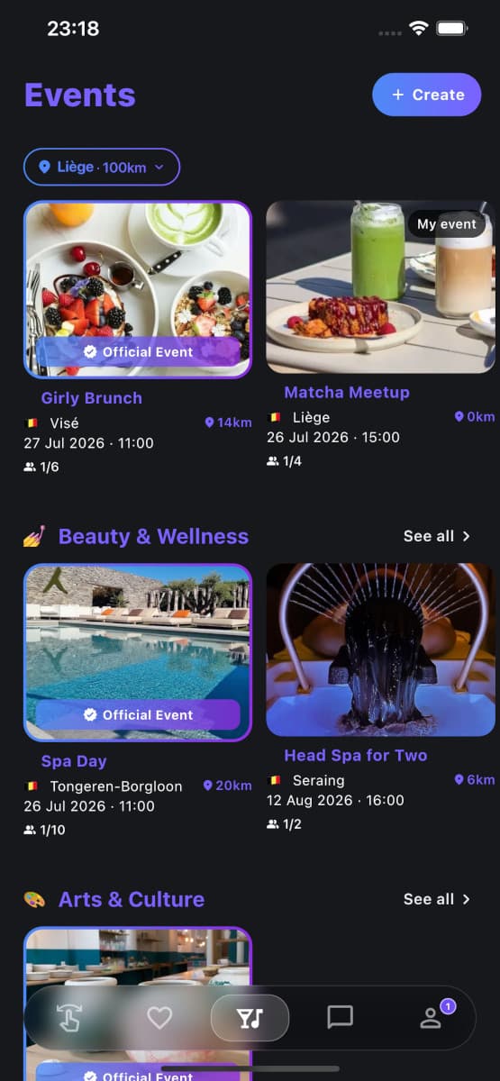 List of events available near you on Purple