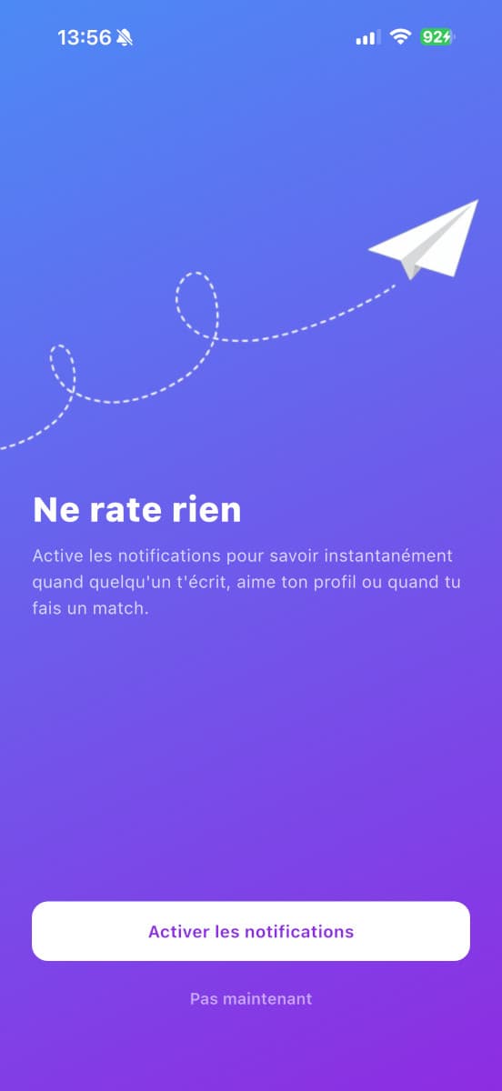 Notifications dans les paramètres