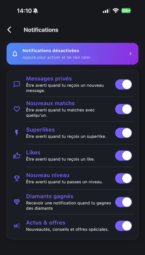 Écran de permission