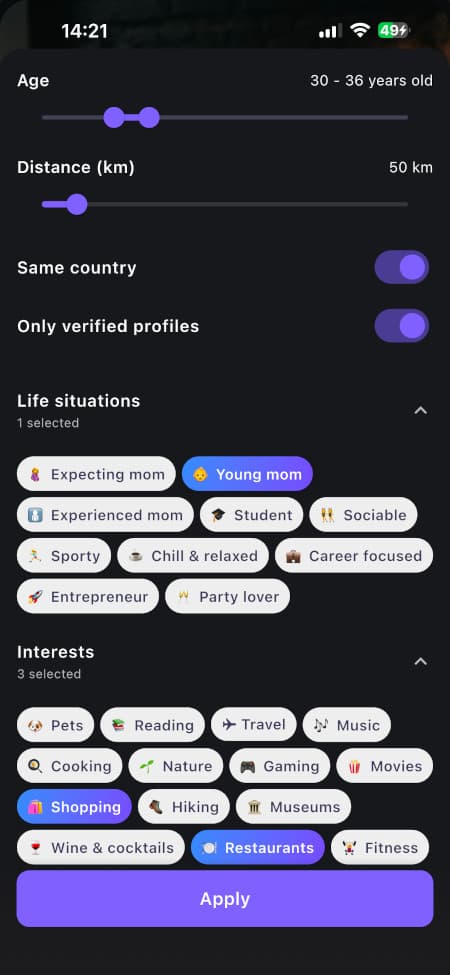 Purple filters
