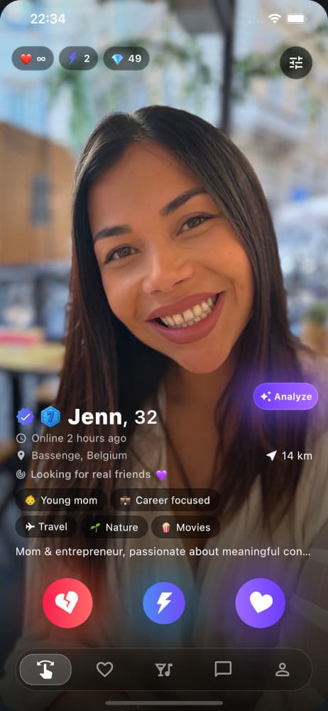 Purple swipe feature