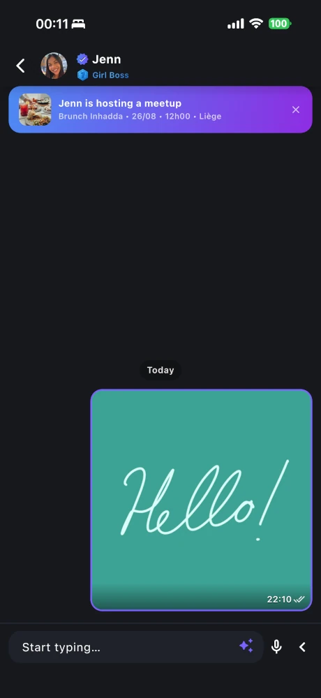 Event banner shown in a Purple conversation