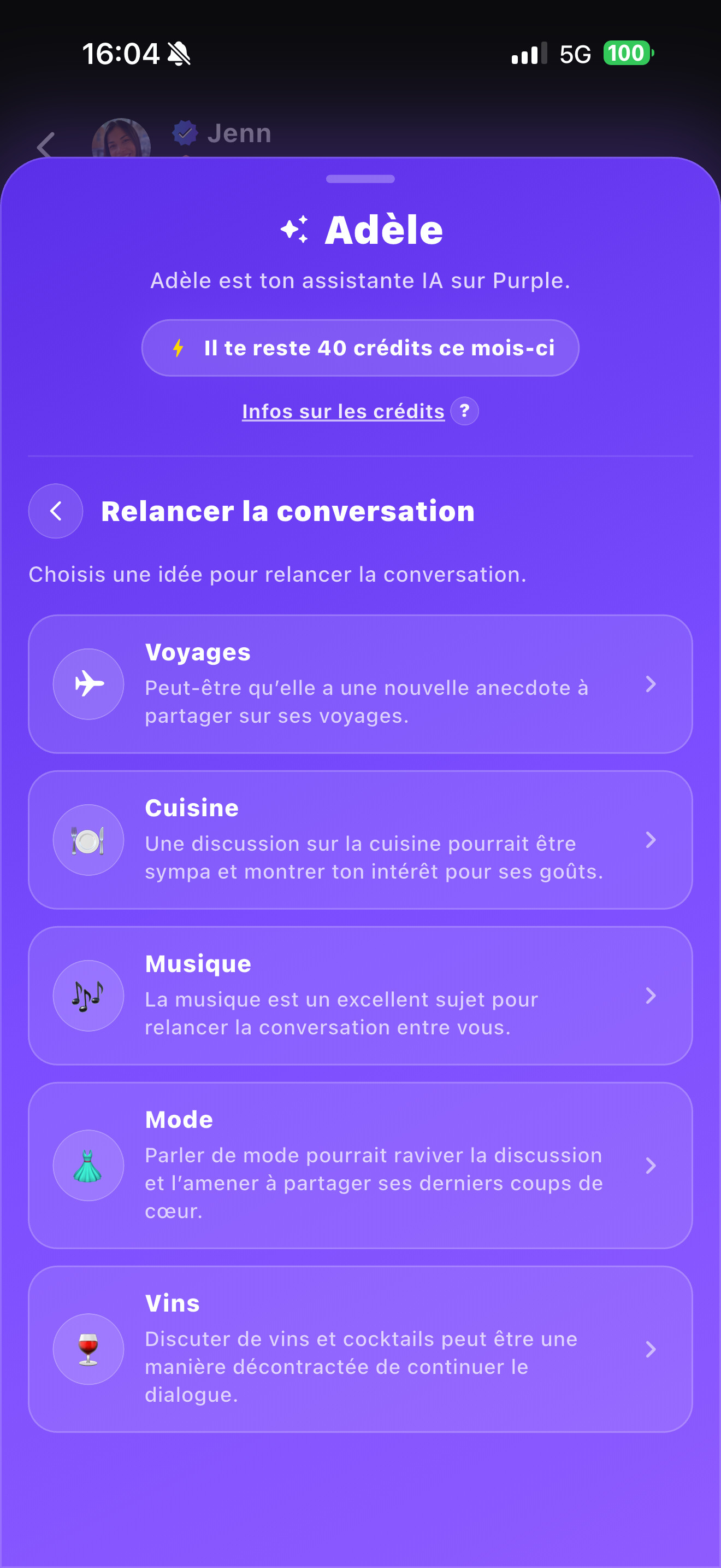 Relancer la conversation avec Adèle