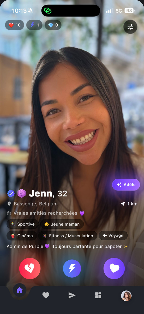 Bouton Adèle sur le profil